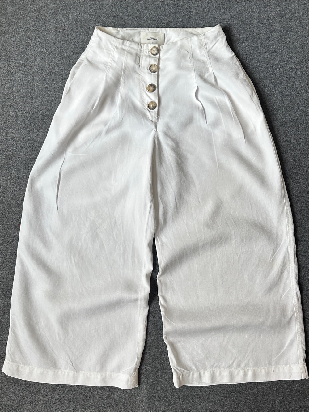 Wilfred White Button-Front Wide Leg lien Trousers